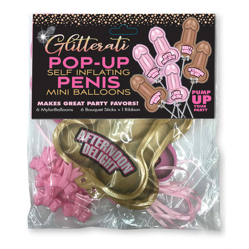 Glitterati Penis Pop up Balloons 6 Pack