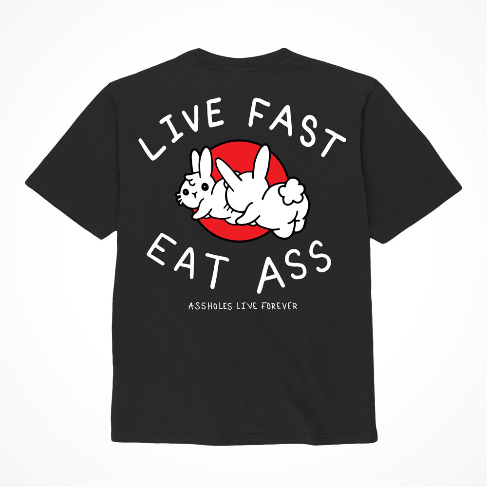 "Live Fast Eat Ass" Shirt Small Black