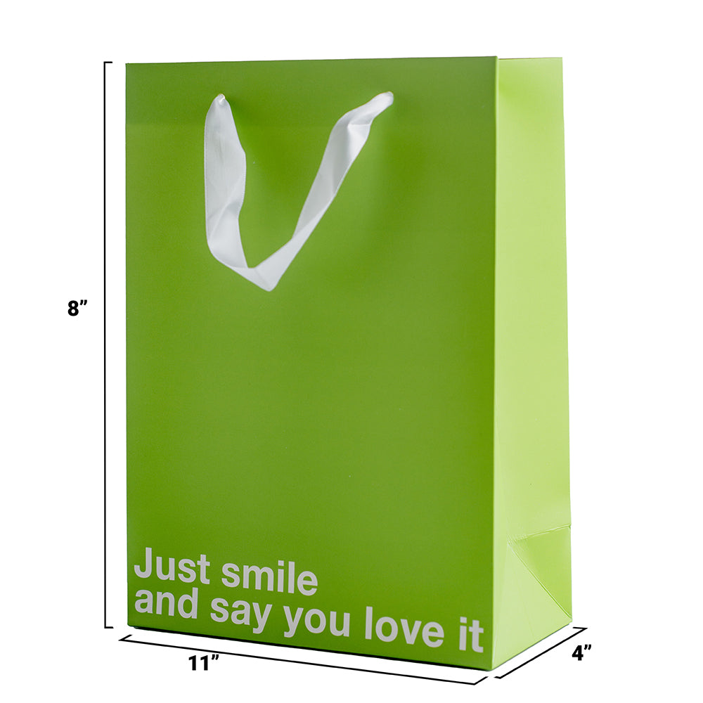 Just Smile & Say You Love It Color Gift Bag Green
