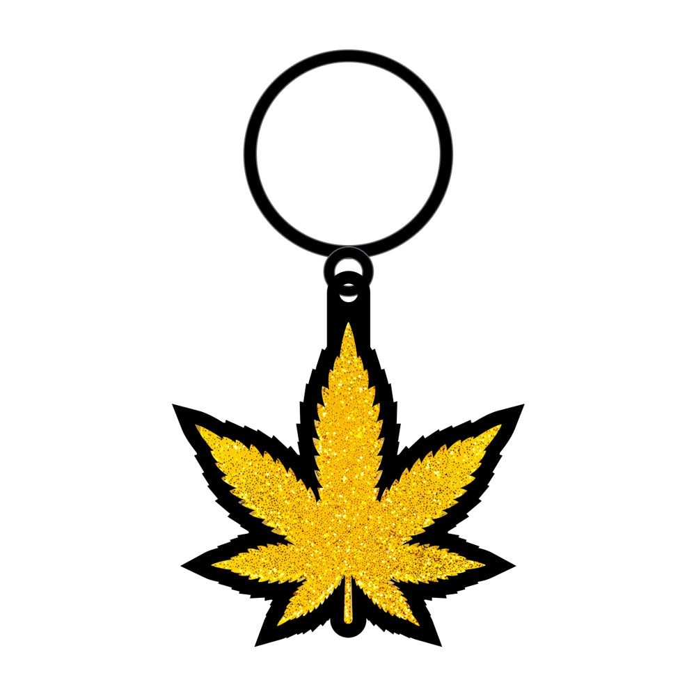 Gold Glitter Leaf Keychain