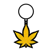 Gold Glitter Leaf Keychain