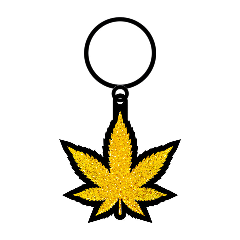 Gold Glitter Leaf Keychain