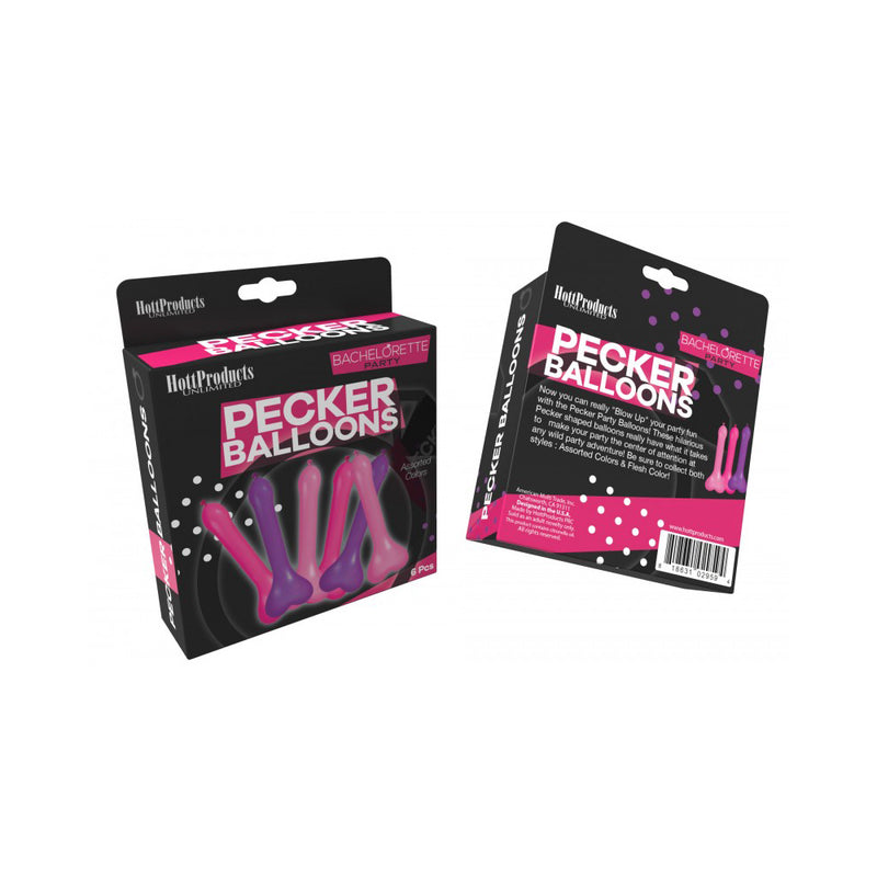 Pecker Balloons Assorted Colors 6Ct Box